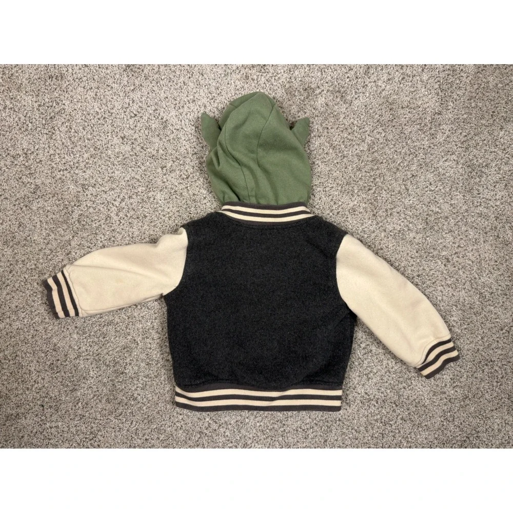 Gap Star Wars Varsity Jacket Grogu Baby Yoda 18-24M Gray Cream Toddler Letterman